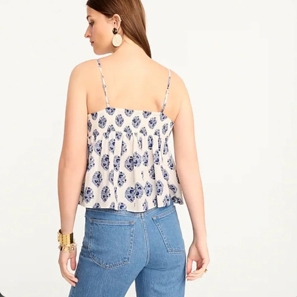 J. Crew NWT Gathered Lurex® Gauze Camisole in‎ Gathered Floral Block Print